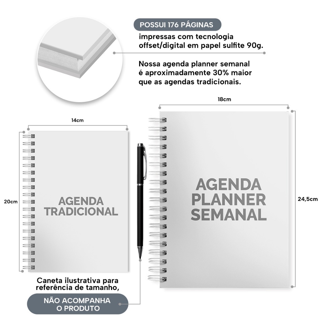 Agenda Planner Semanal Plus 2026 Personalizada Capa Dura Envie Sua Foto