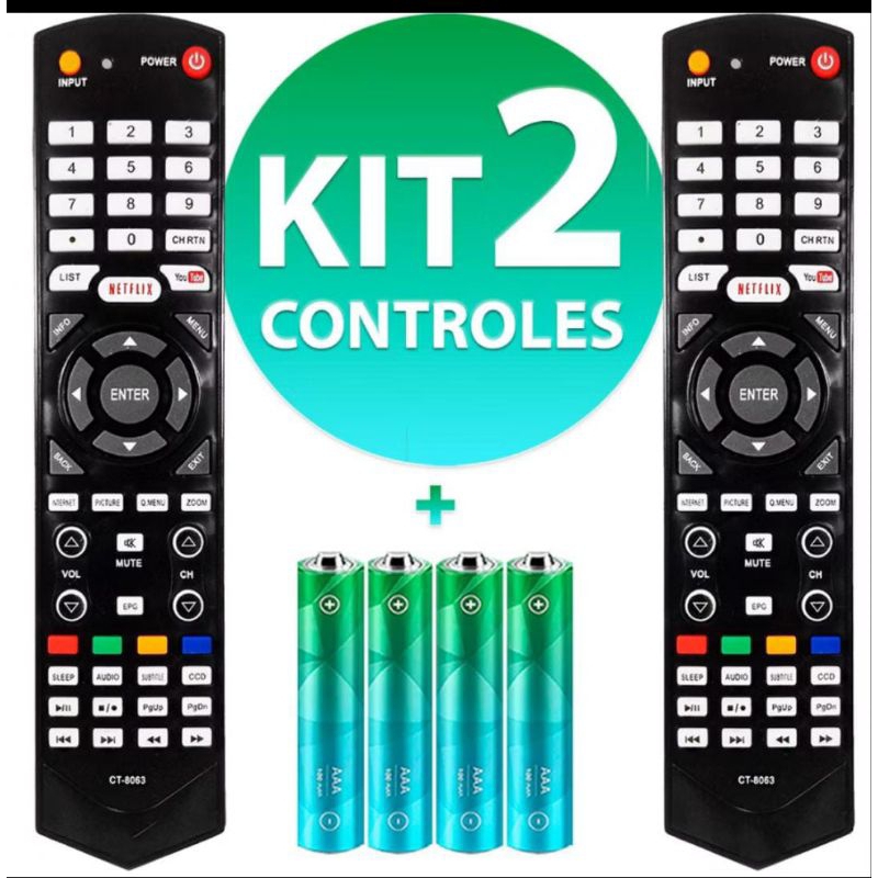 Kit 2 Controle Remoto Compatível Com Tv Semp Toshiba Led Ct-8063 40L2500 43L2500 LE 7093
