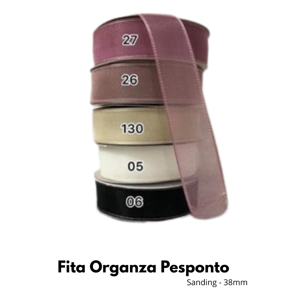 Fita Organza Sanding Pesponto 38mm (3 Metros) para Laços e Tiaras