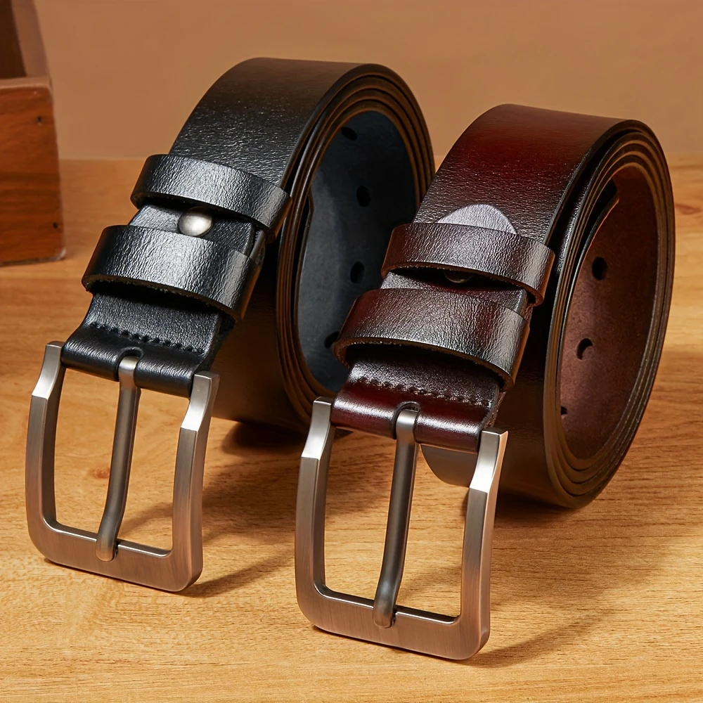 Cinto de Couro PU Masculino Largo De Luxo Alta Qualidade Preto e Marrom