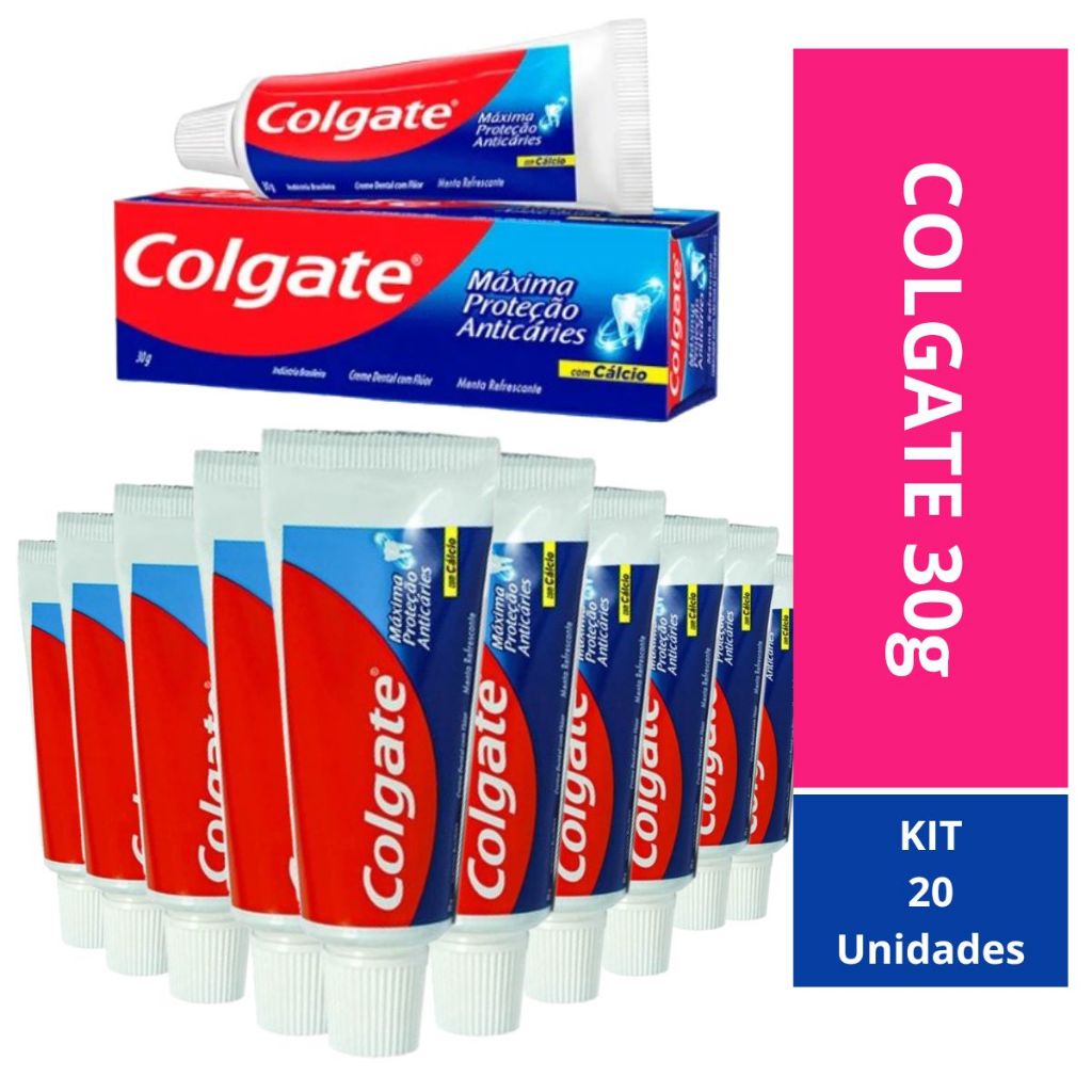 Kit 20 Mini Pasta De Dente Colgate 30g P/ Bolsa, Necessaire