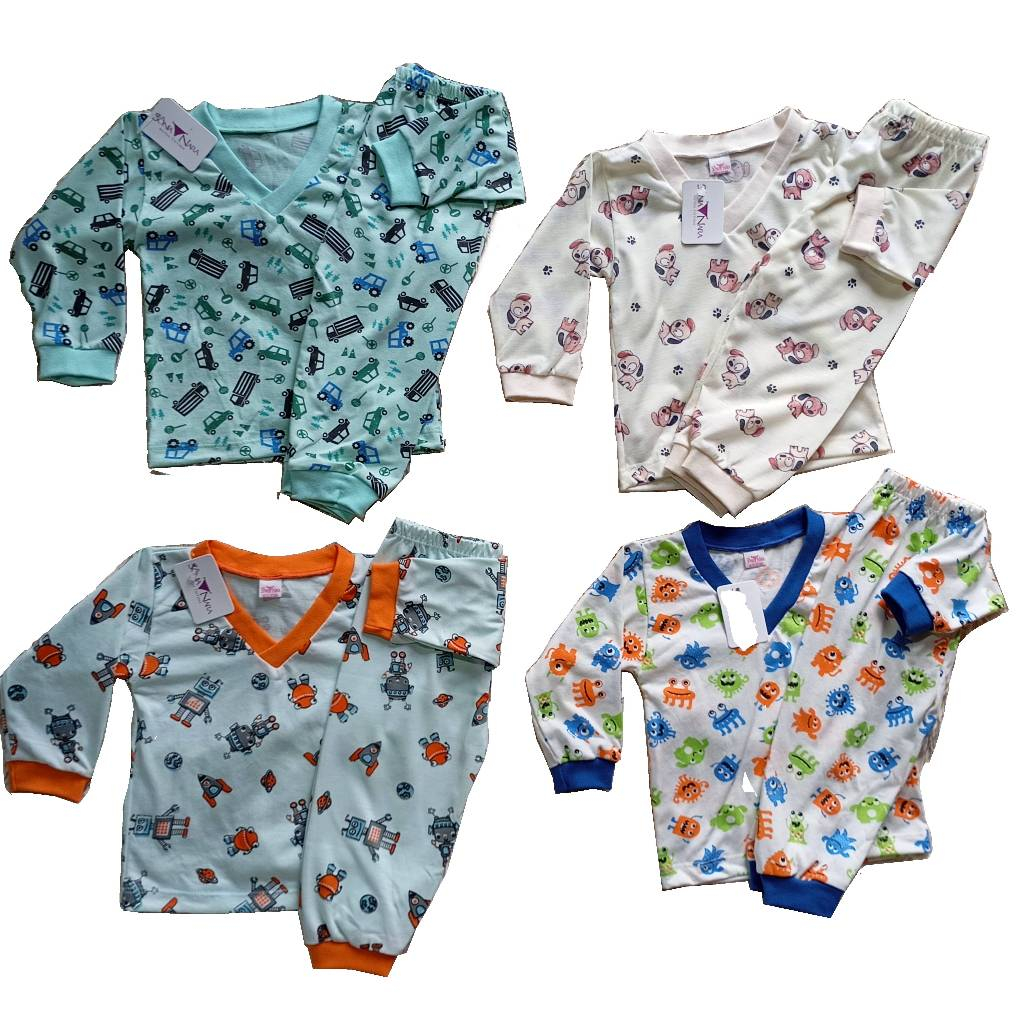Pijama Infantil Masculino. Kit com 2 ou 4 Conjuntos (4  ou 8 peças). Estampas Sortidas