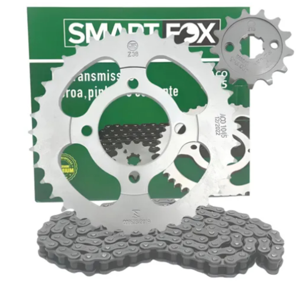 KIT TRANSMISSAO SHINERAY JET 50 RELAÇÃO COROA PINHÃO CORRENTE em Oferta na Shopee