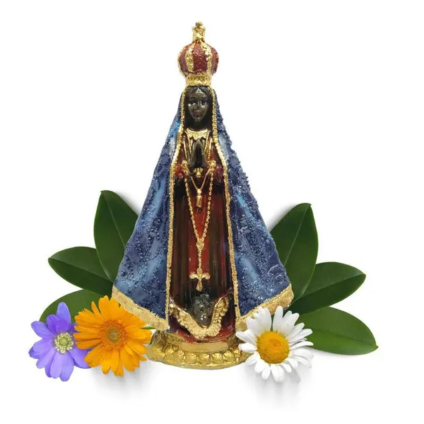 Imagem Nossa Senhora Aparecida Pintura Óleo Com Mármore 15cm