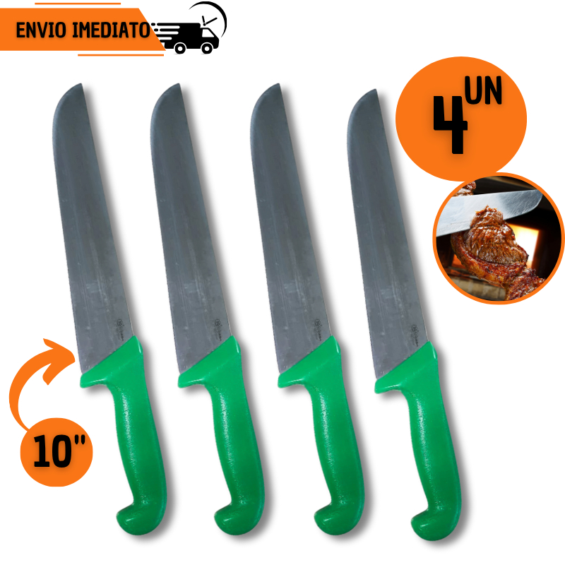 Jogo 4 Faca Profissional 10" Desossar Corte Afiado Aço Inox Açougue Premium Chef Churrasco