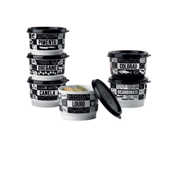 Kit Tupperware Potinhos de Temperos Pop Box PB 140ml