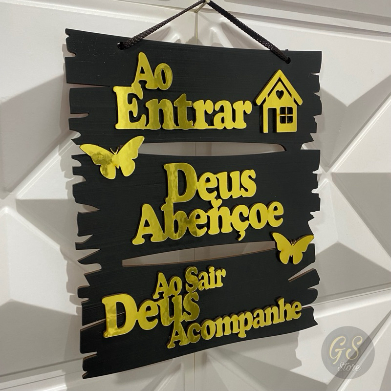 Quadro Decorativo Placa AO ENTRAR DEUS ABENÇOE AO SAIR DEUS ACOMPANHE Decoração Casa em Oferta na Shopee