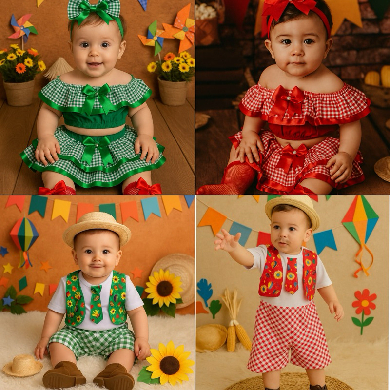 roupa junina infantil menino menina romper xadrez masculino feminino junino sao joao colete bebê