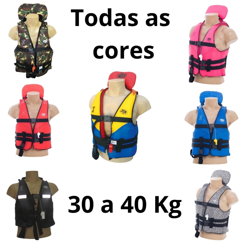 COLETE SALVA VIDAS JEM COM APITO 30 a 40 Kg com Apito