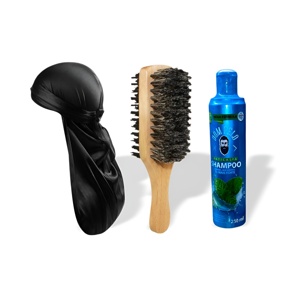 Kits durag, escova, shampoo barbeiro e cabelereiro bandanas dureg wave