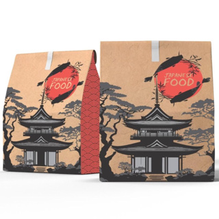 50 Sacos Oriental Food Papel Kraft Para Delivery  - Sushi, Temaki, Comida Japonesa em Oferta na Shopee