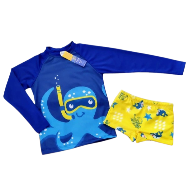 Kit Praia Infantil Masculino Camisa UV50+ Manga Longa + Sunga - Polvinho