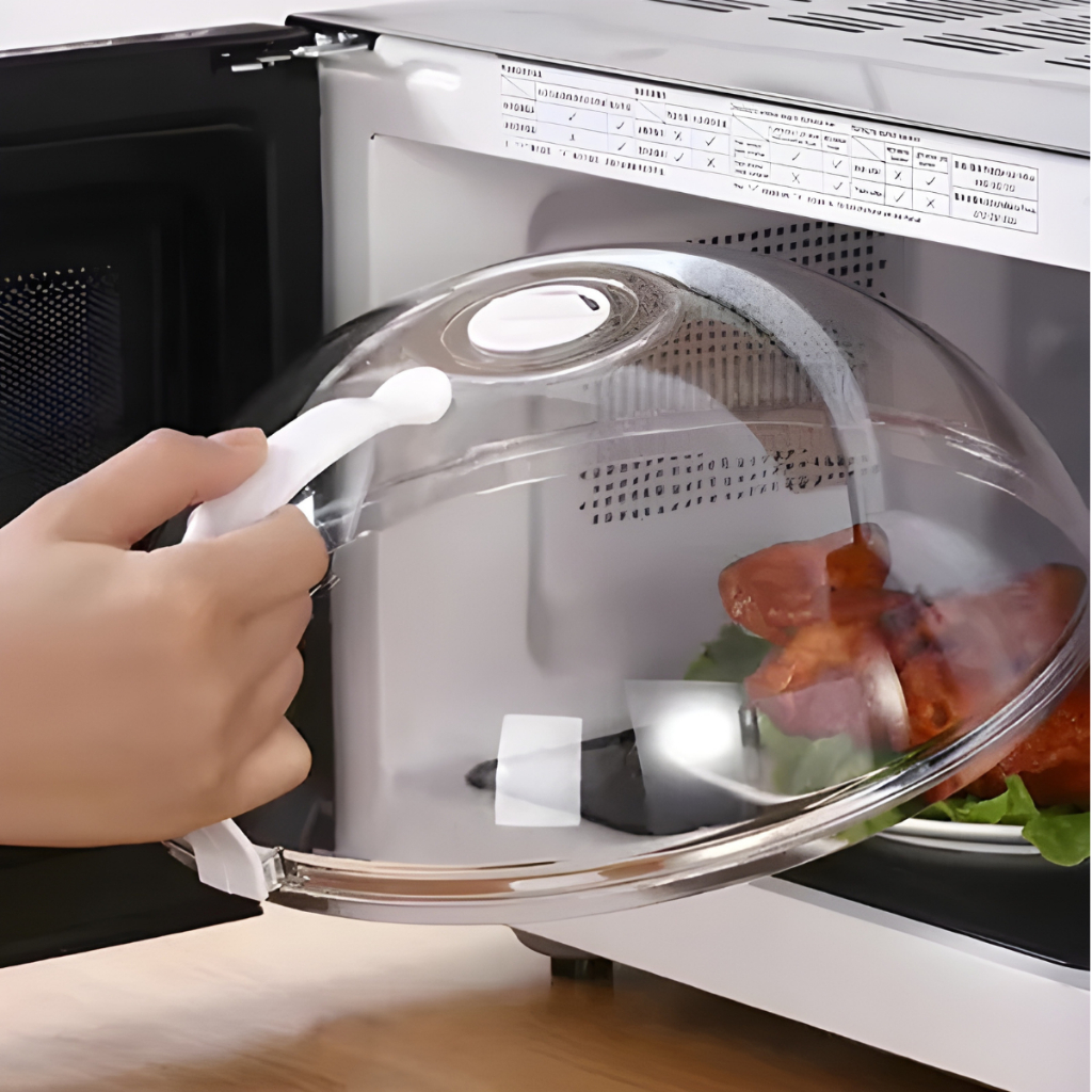 Tampa De Microondas Protetor Alimentos Anti Sujeira Comida Com Válvula Alça De Plástico Pr...