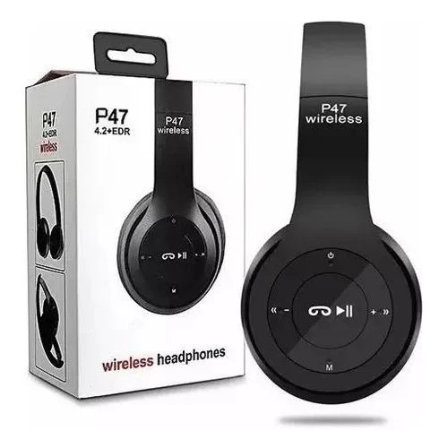 Fones de ouvido Bluetooth sem fio montados na cabeça, fones de ouvido para celular p47