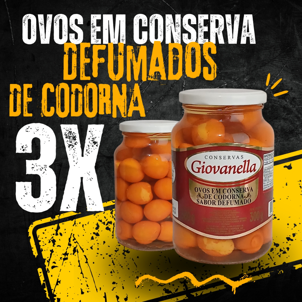 Kit 3 Ovo De Codorna Em Conserva Defumados 300g Giovanella