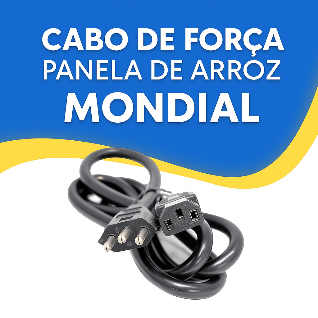 Cabo de Força para Panela de Arroz Elétrica Mondial 3 Pinos Bivolt Removível Universal Compatível em Oferta na Shopee
