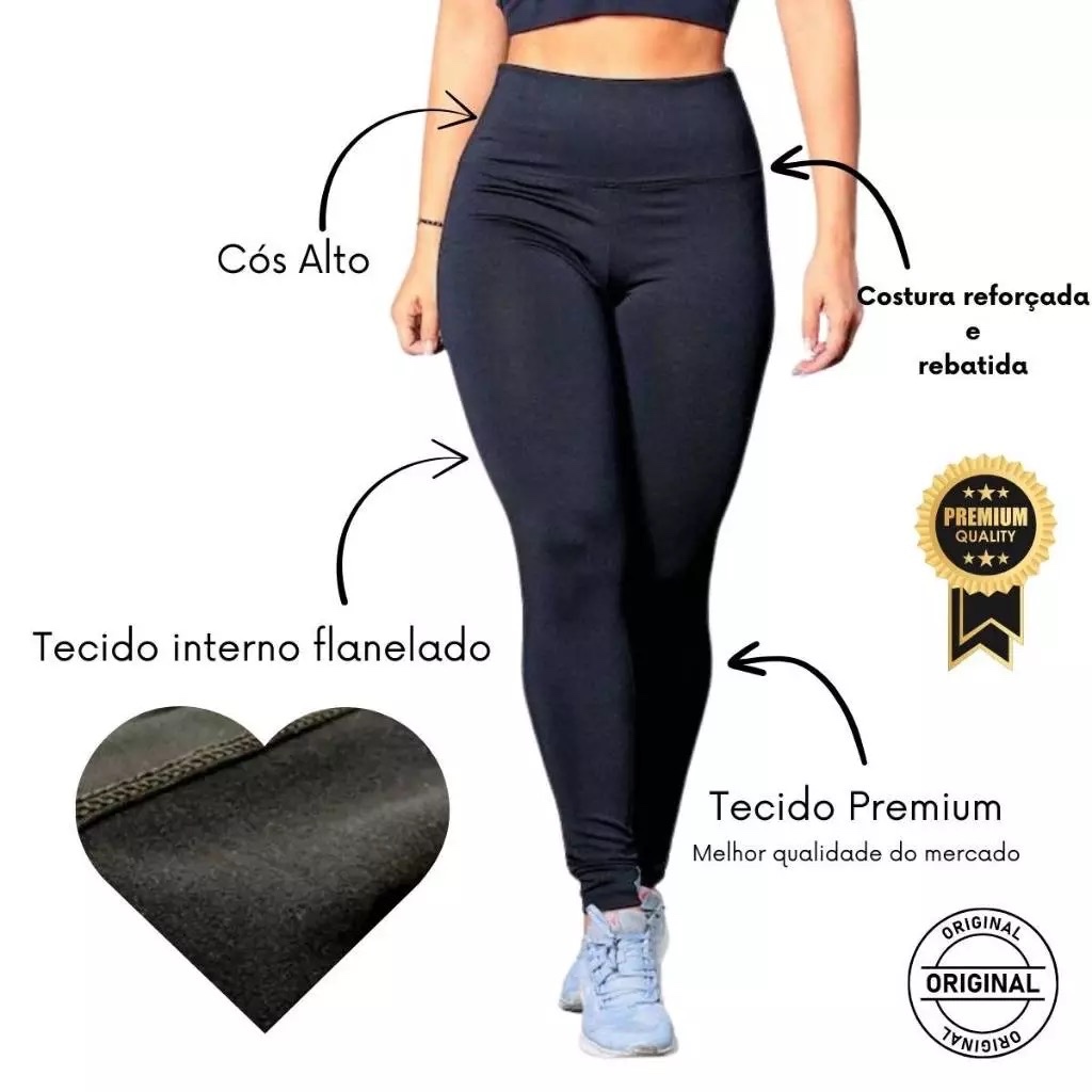 Calça Legging Térmica Flanelada Peluciada Feminina Cós Alto Inverno Premium