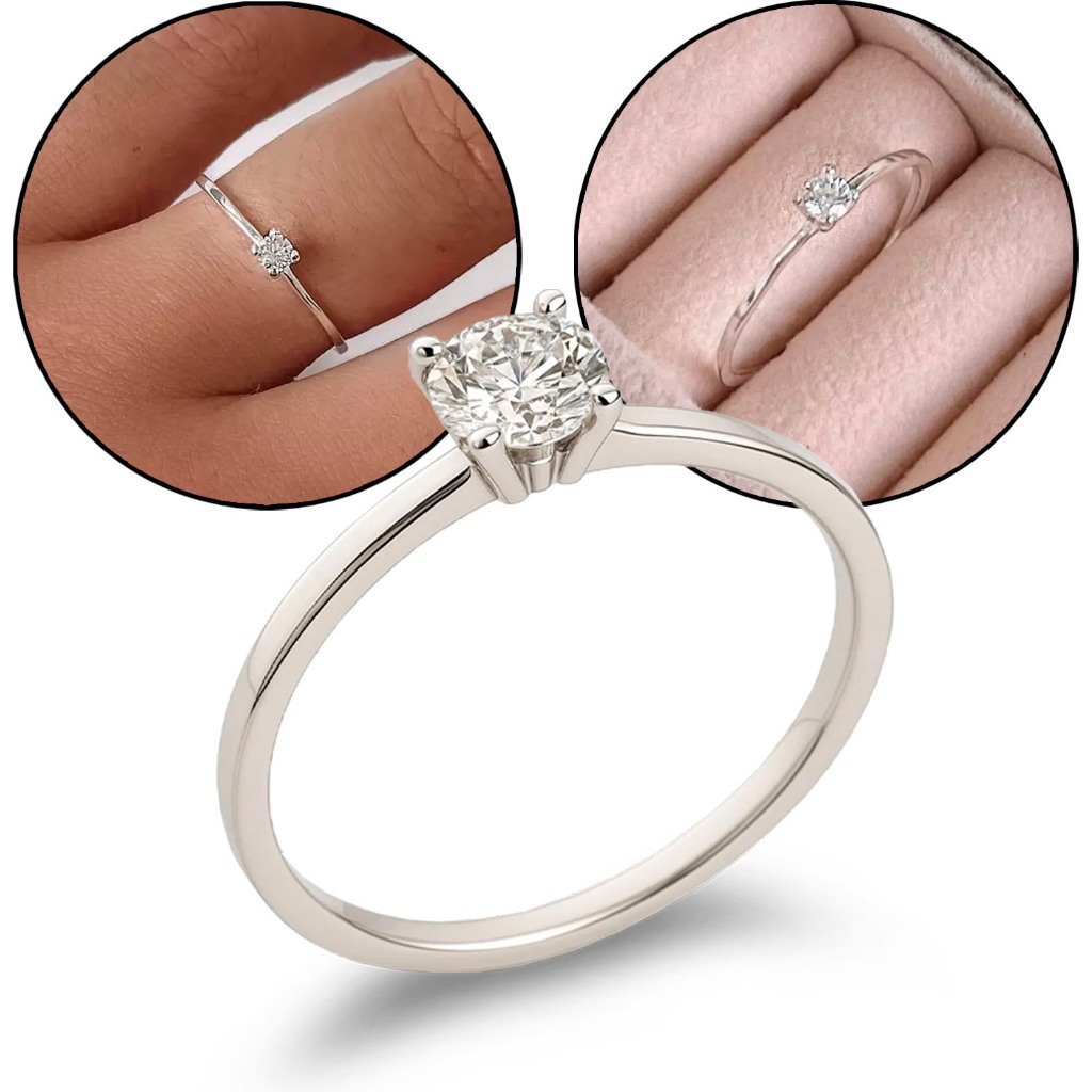 Anel Solitário Prata Feminino Noivado em Oferta na Shopee