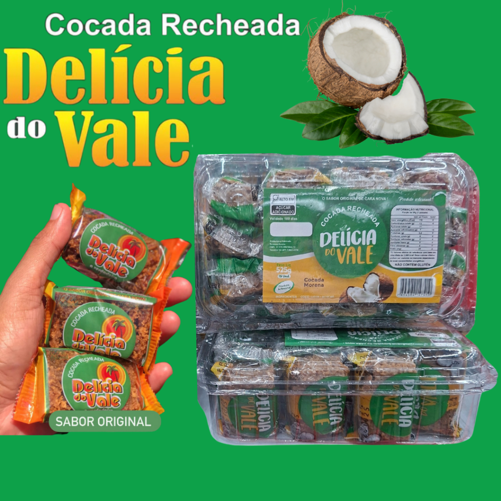 Cocada Recheada Delícia do Vale Opção para Festas, Reuniões ou Doce no dia a dia