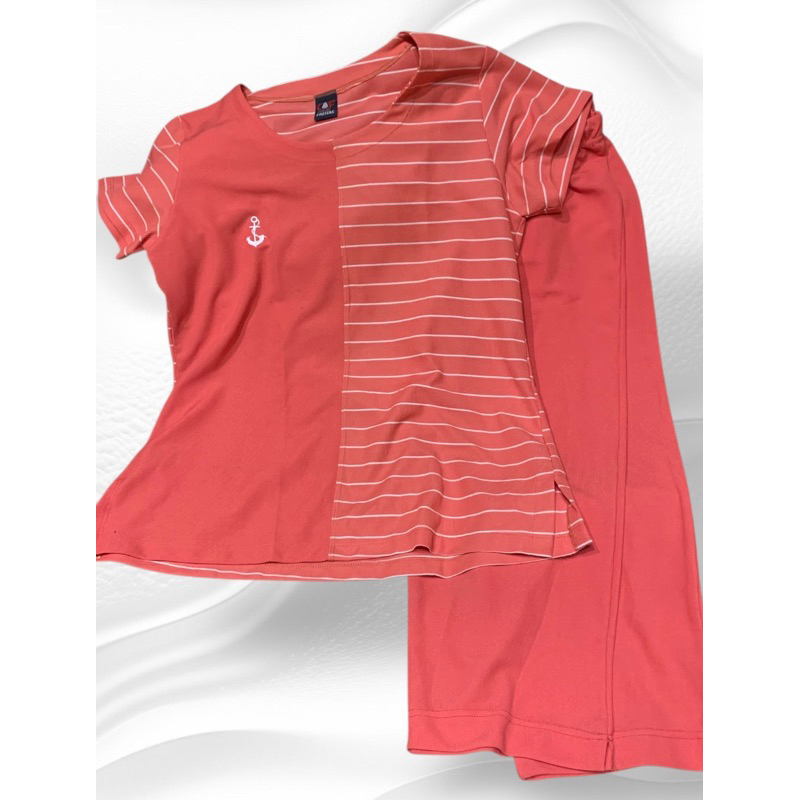 Conjunto Feminino Blusa Bermuda Coral tamanho M Brechó