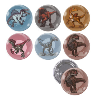 Cartela De Buttons Pins Broche Jurassic Park Dinossauros Filme Com 6 Unidades Geek / Nerd / Old em Oferta na Shopee