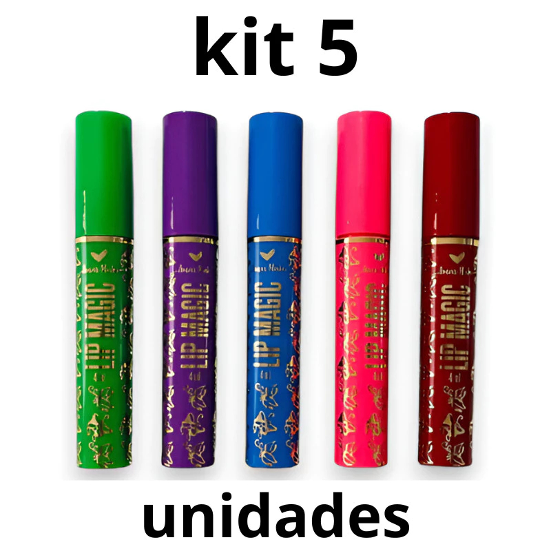 Kit Com 5 Unidades De Lip Gloss Labial Batom Vovó Mágico 24h Hot Sale em Oferta na Shopee