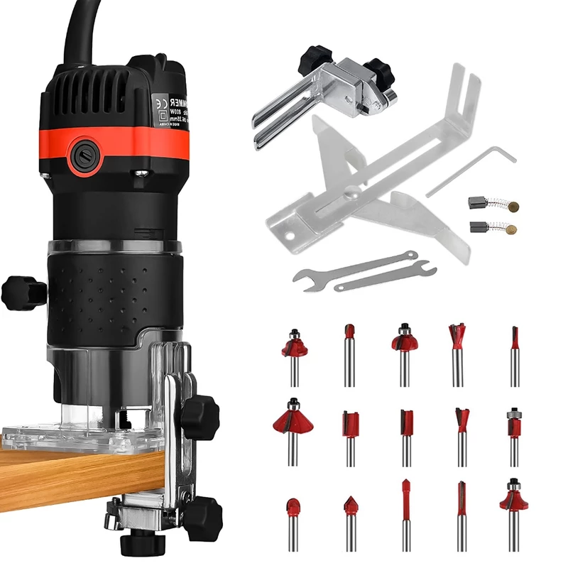 Kit Tupia Manual Laminadora 800w com Jogo de 15 Fresas 6mm