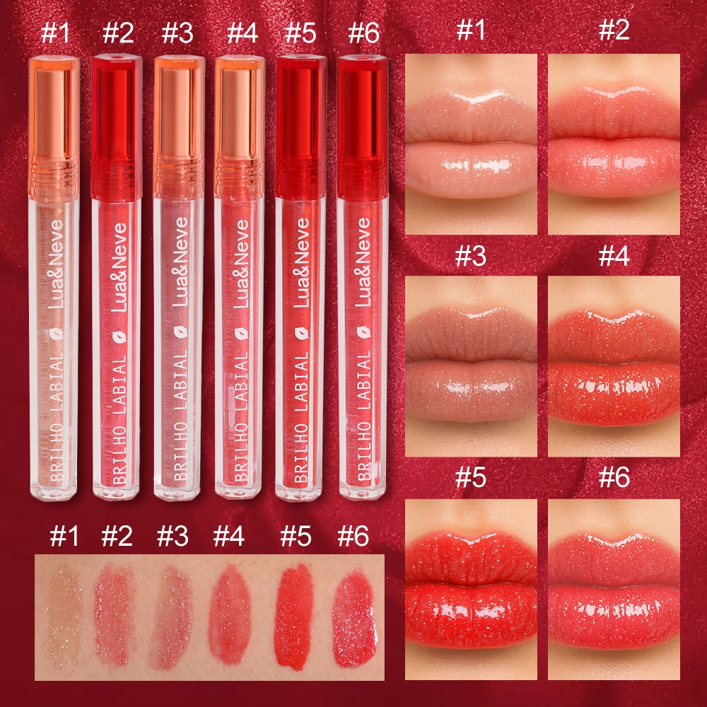Brilho com Glitter | Efeito Espelhado | Gloss Labial Lua&Neve 💋 | 6 Cores Luminosas