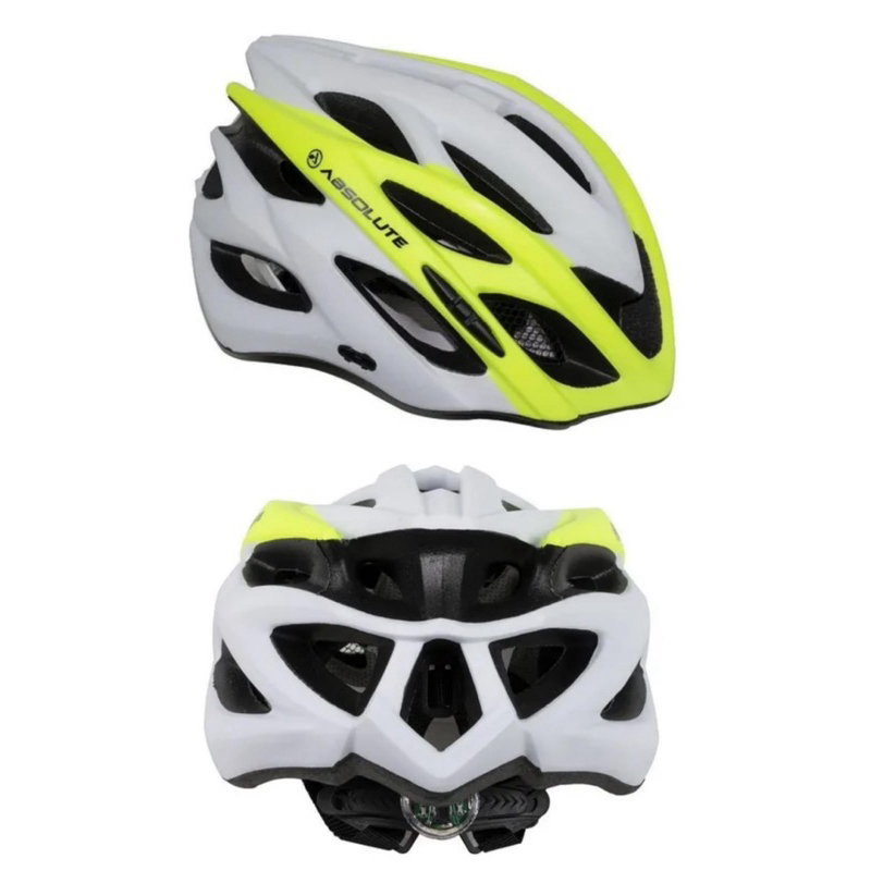 CAPACETE MTB WILD BRANCO/AMARELO COM LED ABSOLUTE 008213