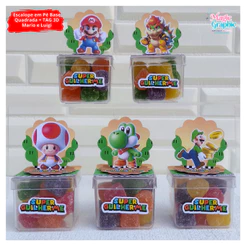 Aplique em Pé 3D Base Quadrada + Tag Personalizada Super Mario Bros e Luigi Lembrancinha Festa