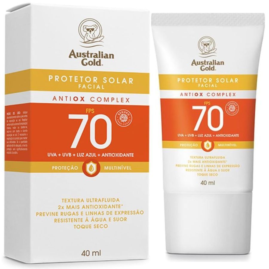 Protetor Solar Facial Antiox Complex Ultra Fluido FPS 70 40ml - Australian Gold em Oferta na Shopee