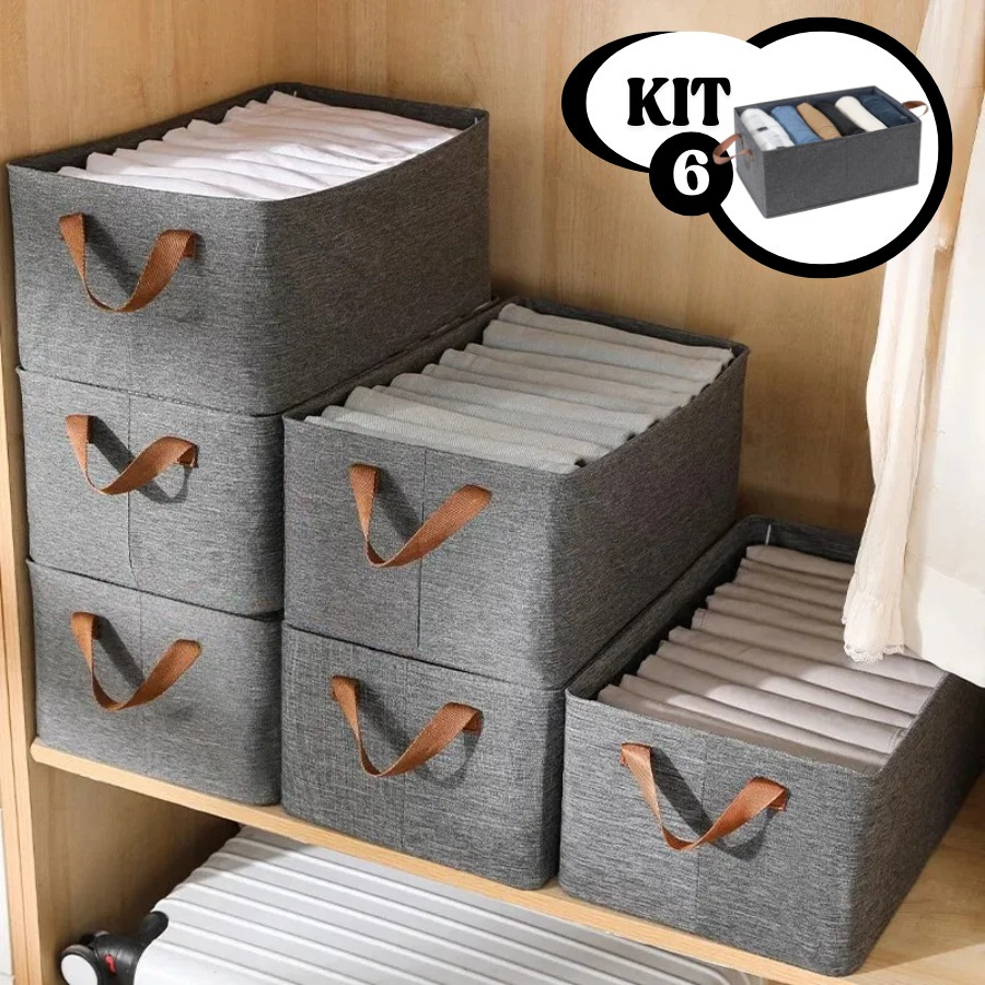 Organizadores para Guarda-Roupa – Kit 6 Caixas para Calças e Roupas
