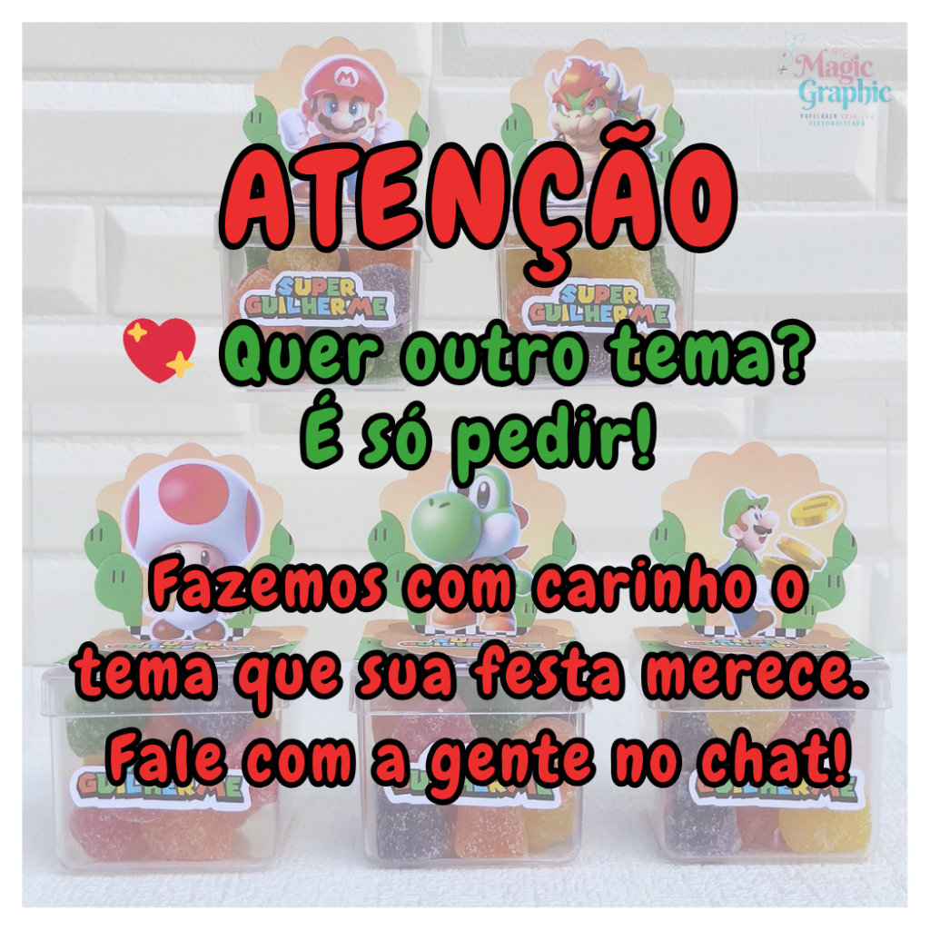 Aplique em Pé 3D Base Quadrada + Tag Personalizada Super Mario Bros e Luigi Lembrancinha Festa — imagem 2 de 2