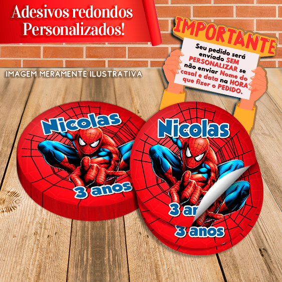 Adesivos Redondos Personalizados Homem Aranha e Preto Miles Morales
