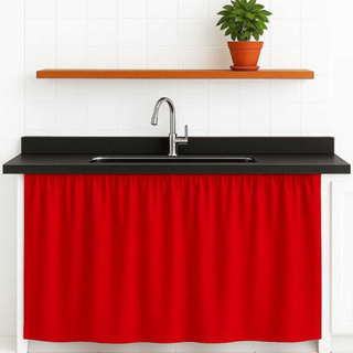 Cortina para Pia Oxford 80x1,40 | Vermelha, Preta, Branca, Marrom, Rose e Cinza para Pia, Cortininha em Oferta na Shopee