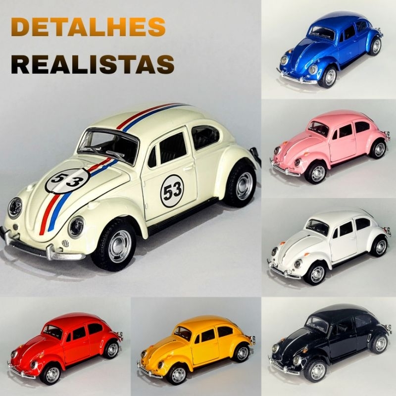 Miniatura de ferro Fusca Herbie Metal Fricção Brinquedo Coleção Diecast Fusquinha Volkswagen Seleção