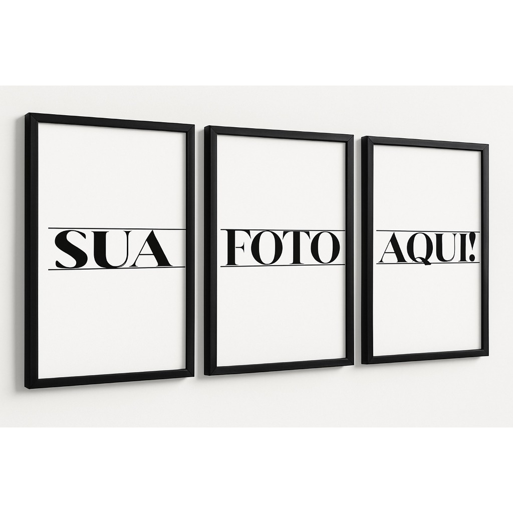 Kit 3 quadros moldura gigante personalizado com sua foto para decoração sala quarto casal escritorio Casamento Familia em Oferta na Shopee