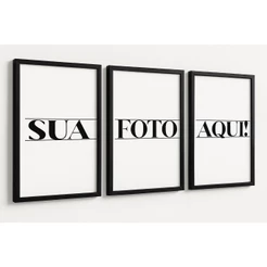 Kit 3 quadros moldura gigante personalizado com sua foto para decoração sala quarto casal escritorio Casamento Familia