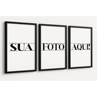 Kit 3 quadros moldura gigante personalizado com sua foto para decoração sala quarto casal escritorio Casamento Familia em Oferta na Shopee
