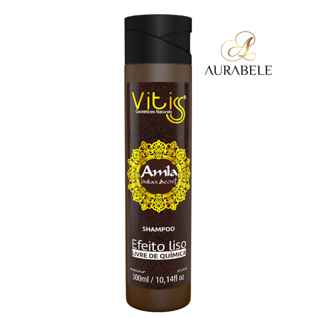 Shampoo Amla Vitiss 300ml efeito liso sem quimica brilho intenso maciez antifrizz antialergico