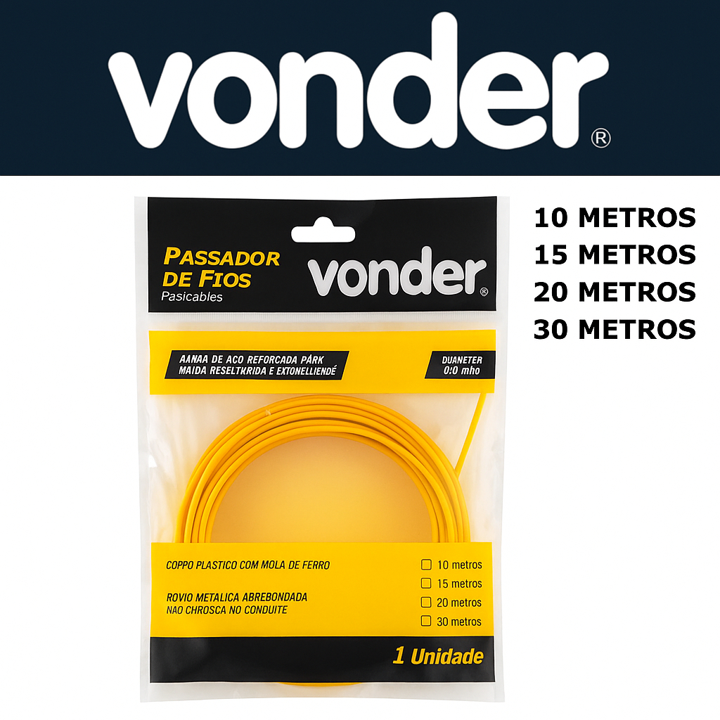Passador passa fios Sonda Para Cabos Eletricos Vonder 10m 15m 20m 30m Com alma de Aço