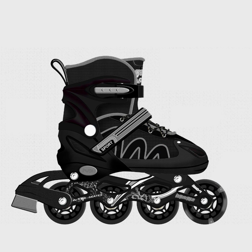 Patins Roller Inline Reto Meninos Preto Com Prata Ajustavel ( Primeira Roda Com Led ) Black Friday em Oferta na Shopee