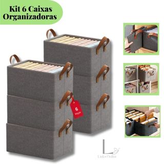 Kit 6 Caixas Organizadoras Resistentes dobravél Roupas e Gavetas Organizadas
