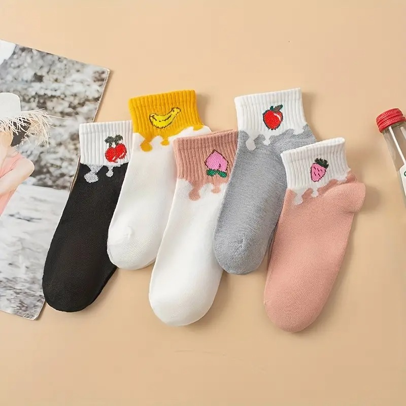 Kit 12 Pares Meia Cano Médio Algodão Estampadas Divertidas Premium Luxo Feminina Fruta Emoji Coração em Oferta na Shopee