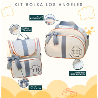 Kit Maternidade 2 Peças Bolsa e Mochila Personalizado Térmica Impermeável, Coleção Los Angeles em Oferta na Shopee