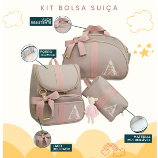 Kit Maternidade 3 Peças Personalizado Térmica Impermeável, Coleção Suíça em Oferta na Shopee