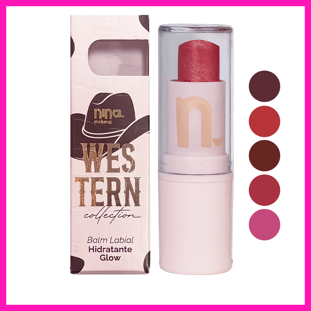 Nina Make Up Western Balm Labial Hidratante 4g (Hidrata, ilumina e realça os lábios com um toque de cor)