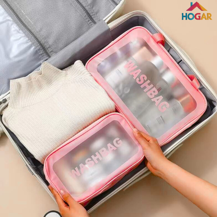 3pç Bolsa Organizadora Mala de Viagem Necessaire Maquiagem A Prova D'Água Multiuso