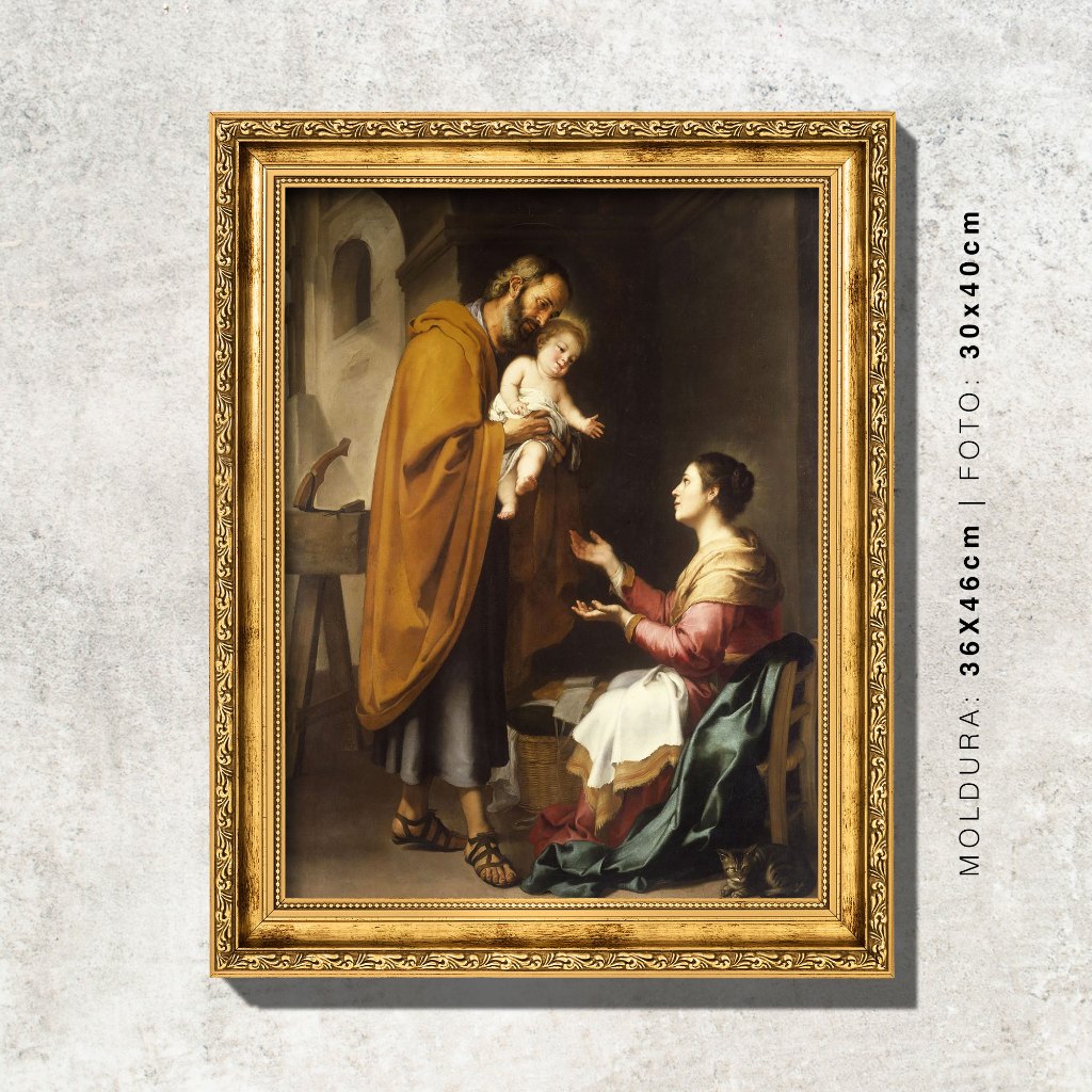 Quadro - A Sagrada Família - Bartolomé Esteban Murillo - Com Moldura em Oferta na Shopee