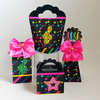 KIT PEGUE E MONTE Caixas personalizadas Neon/ Lembrancinhas Neon/ Kit Neon